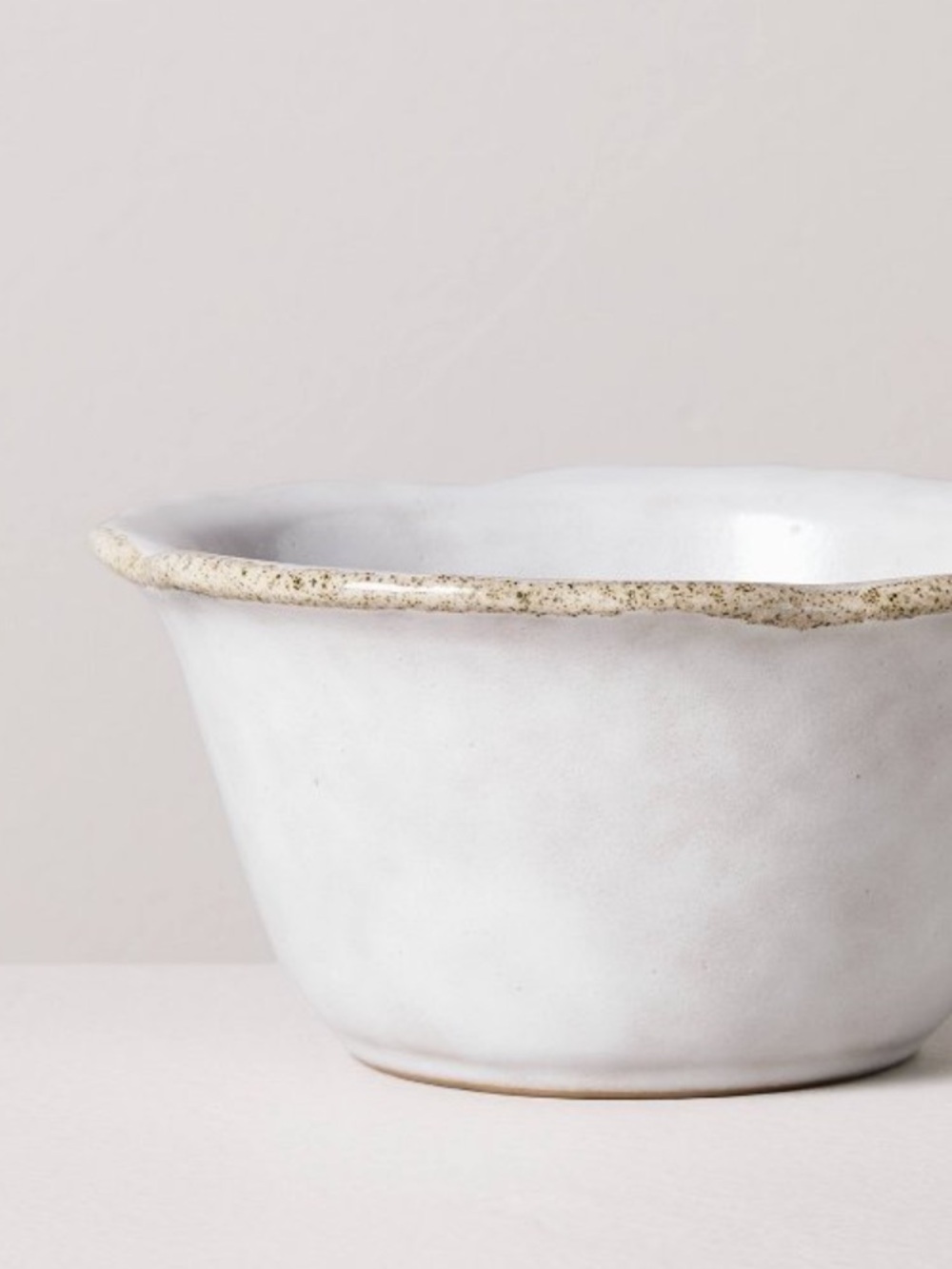 Magnolia White reactive glaze Ceramic‎ mini bowls with Speckled Tan Edge